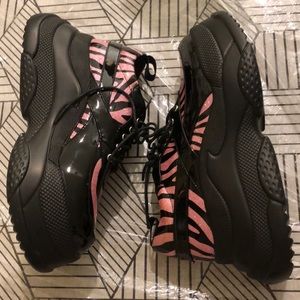 Pink roll up platform sneakers